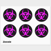 Geeky Roze Biohazard Waarschuwing Ronde Sticker (Vel)