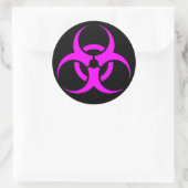Geeky Roze Biohazard Waarschuwing Ronde Sticker (Tas)