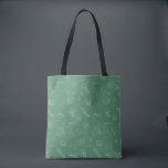 Geeky Science Doodles Pattern Canvas tas<br><div class="desc">Deze geeky canvas tas heeft een breed drukpatroon met verschillende wetenschapselementen zoals een gloeilamp, bewegingswet, dna-pictogram, zuurstofperiodiek element, magneet, chemische structuur, refractie van licht door glasprisma, een laboratoriumkolf, de chemische bindingsstructuur, een microscoop, e=mc2 energie naar massarelativiteitsformules en een atoom. De achtergrond is een groen karton zoals een textuur die een...</div>