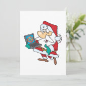 geeky technology savvy santa met een notebook cart feestdagenkaart (Staand voorkant)