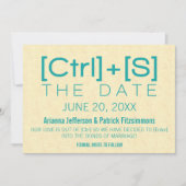 Geeky Typografie Save the Date, Blauwgroen Save The Date (Voorkant)