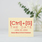 Geeky Typografie Save the Date Briefkaart, Red Aankondigingskaart (Staand voorkant)
