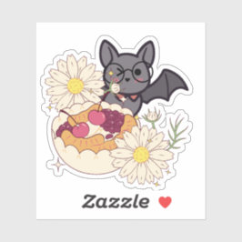 Geeky Vleermuis en Kawaii Kersentaart Sticker