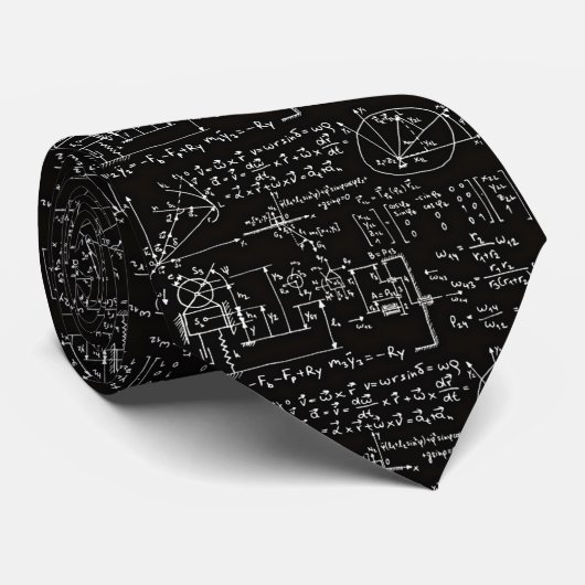 Geeky Wiskunde wiskunde Mannen Zwarte Necktie Stropdas (Opgerold)