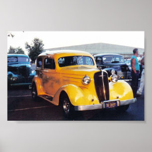Geel 1940s auto / Coupe Poster