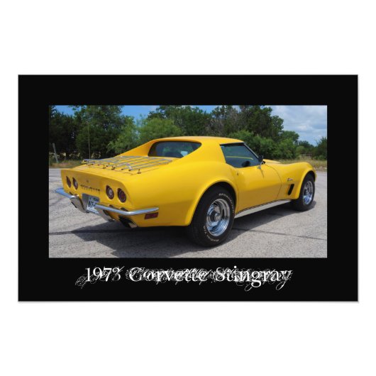 Geel 1973 Corvette Stingray C3 Foto Afdruk (Voorkant)