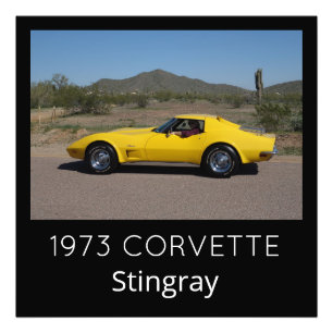 Geel 1973 Corvette Stingray Foto Afdruk