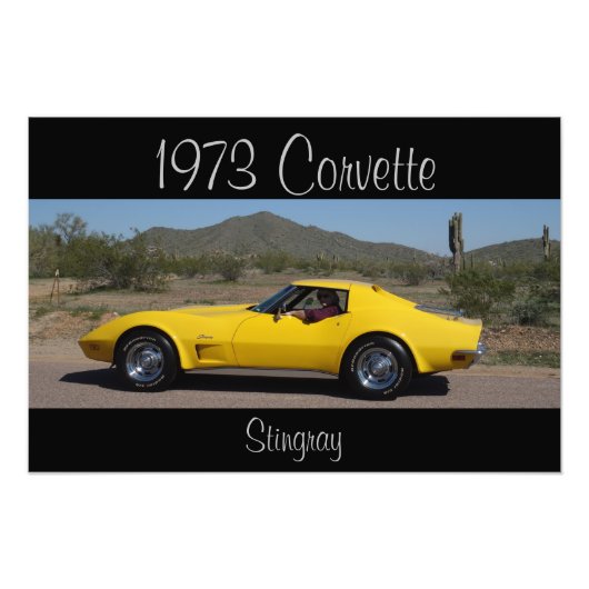 Geel 1973 Corvette Stingray Foto Afdruk (Voorkant)