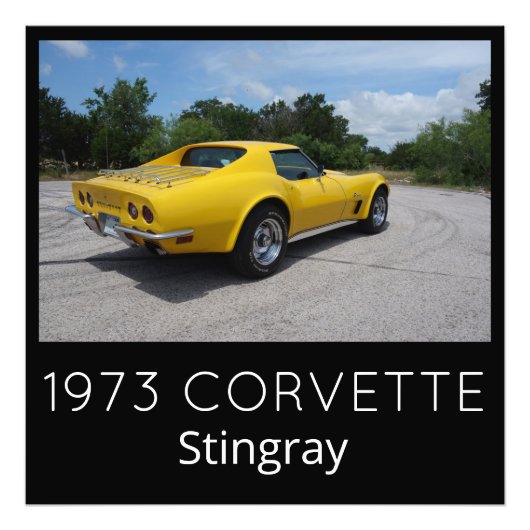 Geel 1973 Corvette Stingray Foto Afdruk (Voorkant)