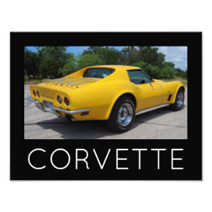 Geel 1973 Corvette Stingray Foto Afdruk