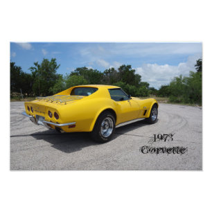 Geel 1973 Corvette Stingray Foto Afdruk