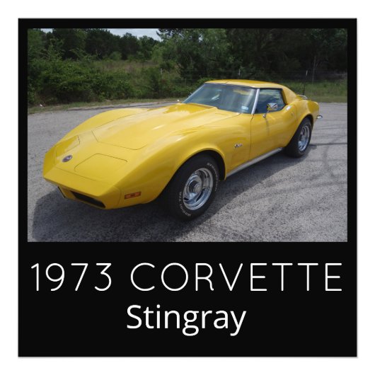 Geel 1973 Corvette Stingray Foto Afdruk (Voorkant)