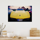 Geel 1977 Chevrolet Corvette Poster (Keuken)