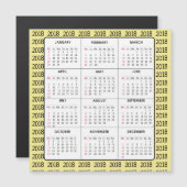 Geel 2018 Calendar Square Magnetic Card (Voorkant / Achterkant)
