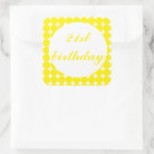 Geel 21e verjaardagstekstcirkels vierkante sticker (Tas)