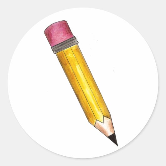Geel #2 Sharp School Pencil Roze Stickers (Voorkant)