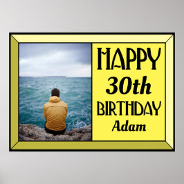 Geel 30e Art Deco Birthday Foto Poster