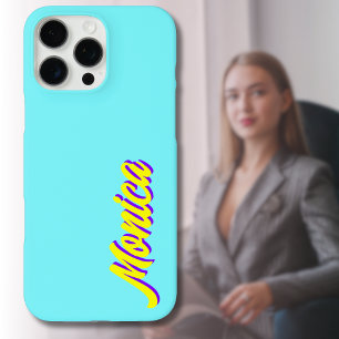 Geel 3D Indigo Moderne naam Grappig elektrisch b iPhone 16 Pro Max Hoesje