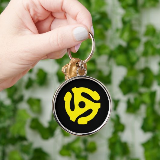 Geel 45-afstandsmeter grafisch sleutelhanger (Hand)