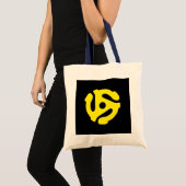 Geel 45-afstandsmeter grafisch tote bag (Voorkant (product))