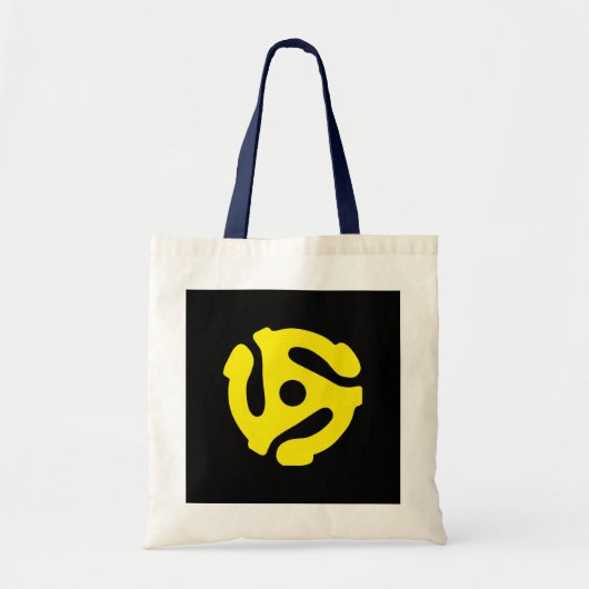 Geel 45-afstandsmeter grafisch tote bag (Voorkant)