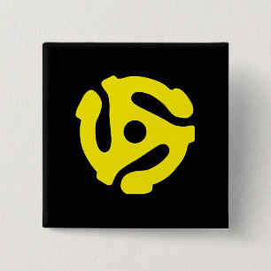 Geel 45-afstandsmeter grafisch vierkante button 5,1 cm