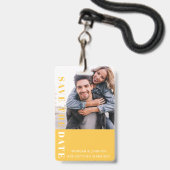 Geel 80s Bewaar de datum  Badge (Voorzijde met lanyard)