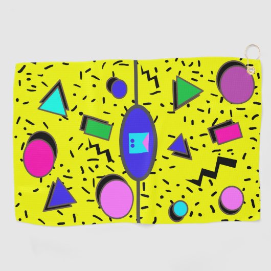 Geel 80s Memphis Abstract Stijlretro naadloos Golfhanddoek (Horizontaal)