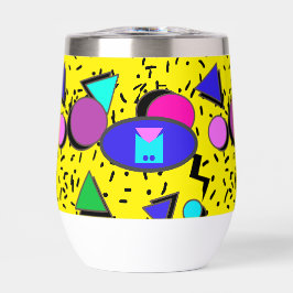 Geel 80s Memphis Abstracte Stijl Retro Monogram