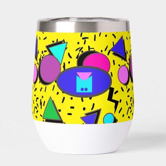 Geel 80s Memphis Abstracte Stijl Retro Monogram (Achterkant)
