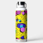 Geel 80s Memphis Abstracte Stijl Retro Monogram Waterfles (Achterkant)