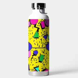 Geel 80s Memphis Abstracte Stijl Retro Monogram Waterfles