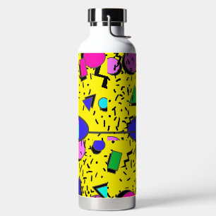Geel 80s Memphis Abstracte Stijl Retro Monogram Waterfles