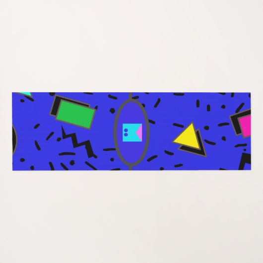 Geel 80s Memphis Abstracte Stijl Retro Monogram Yogamat (Achterkant (horizontaal))