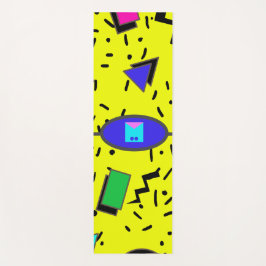 Geel 80s Memphis Abstracte Stijl Retro Monogram Yogamat