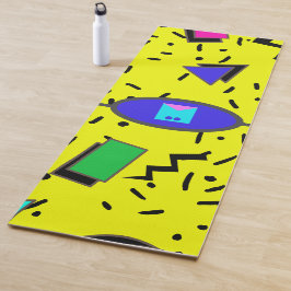 Geel 80s Memphis Abstracte Stijl Retro Monogram Yogamat
