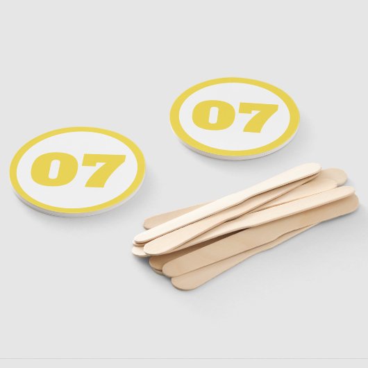 geel aangepast nummer handwaaier (Niet-gemonteerd)