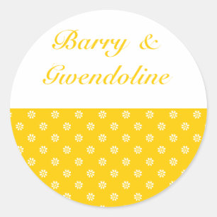 Geel + Aangepaste kleur Bloem stip Ronde Sticker