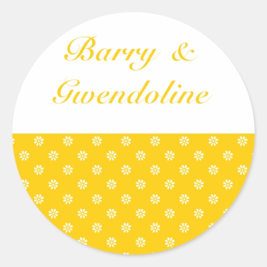 Geel + Aangepaste kleur Bloem stip Ronde Sticker (Voorkant)