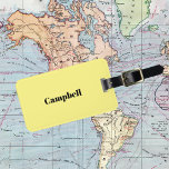 Geel aangepaste naam bagagelabel<br><div class="desc">Pas aan met je eigen naam en contactgegevens! Bagagelabel voor reizende tassen of andere accessoires</div>