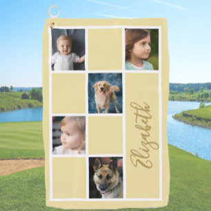 Geel Aangepaste Sjabloon Familiefoto's Golfhanddoek