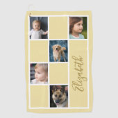 Geel Aangepaste Sjabloon Familiefoto's Golfhanddoek (Voorkant)