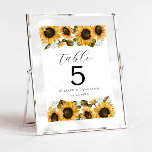 Geel aantal zonnebloemen Floral Wedding Table Numb Kaart<br><div class="desc">Robuust en modern trouwlijstnummer met waterverf illustratie van gele zonnebloemen met babyademhaling. Ideaal voor een zomerbruiloft.</div>