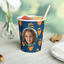 Geel Aardbei Blauw Custom Foto en Naam