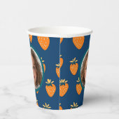 Geel Aardbei Blauw Custom Foto en Naam Papieren Bekers (Rechts)