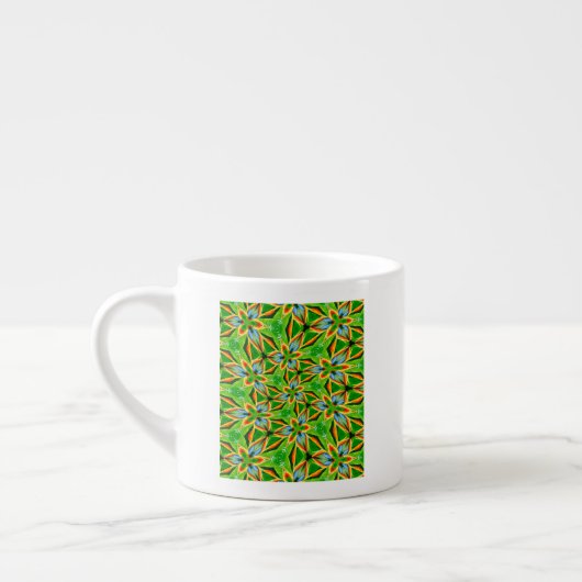 Geel Abstract bloempatroon Espresso Kop (Links)