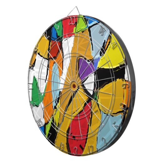 Geel Abstract Dartbord (Voorkant Rechts)