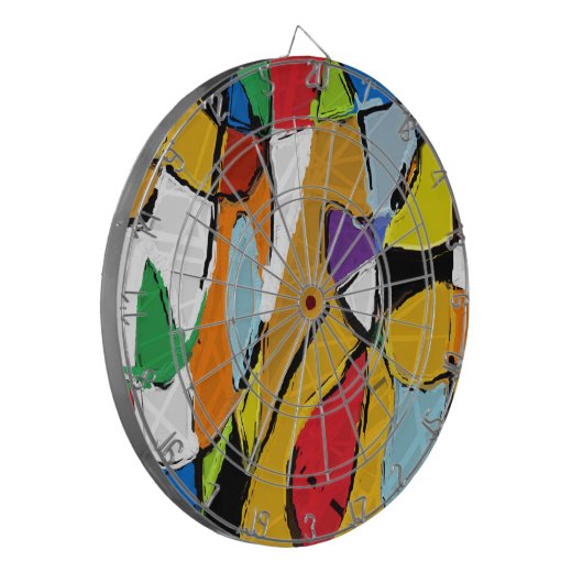 Geel Abstract Dartbord (Voorkant Links)