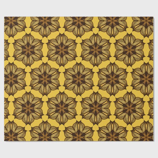 Geel Abstract Floral Pattern Cadeaupapier (Vlak)