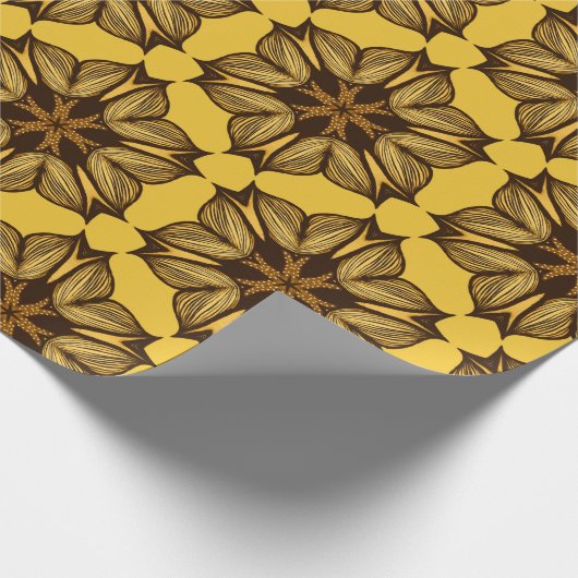 Geel Abstract Floral Pattern Cadeaupapier (Hoek)